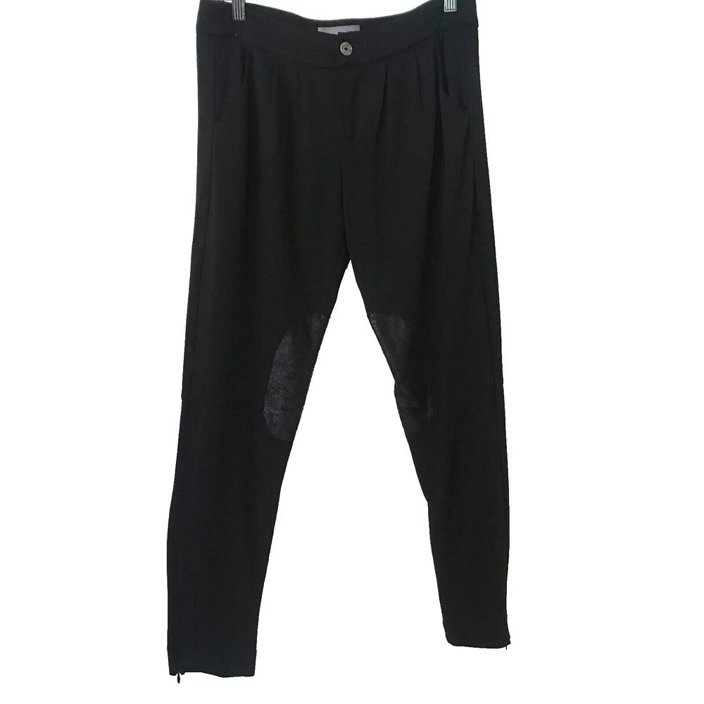 Myne Ashley Ann Knitted Pull On Lightweight Joggers Faux Leather Patch sz 4 US